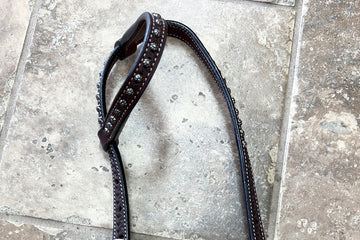 Bar H Equine Western Horse Genuine Leather Hand Tooled One Ear Headstall Dark Brown